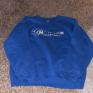 Gildan Women’s Spooky Nook Volleyball Crewneck Sweater in Blue